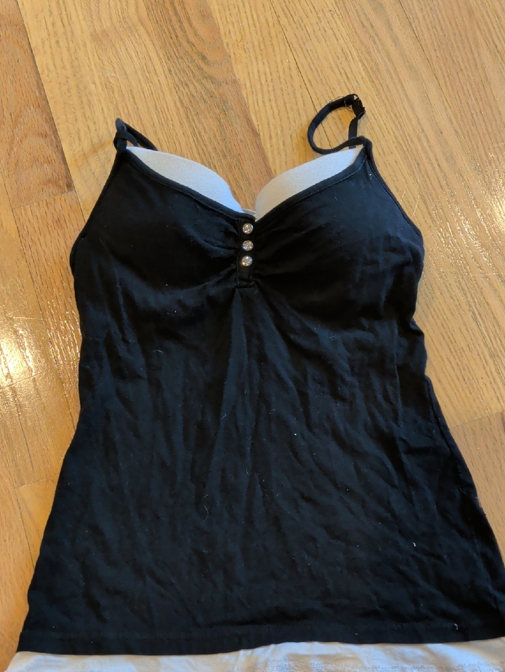 Y2K GLO Black Rhinestone-Lace-Accent Camisole Top